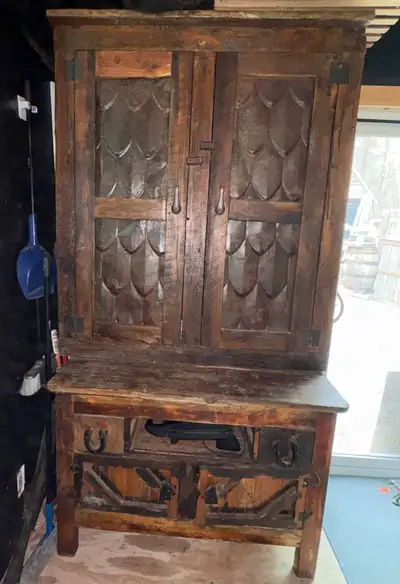 Handcrafted Reclaimed Barn Wood Rustic Hutch / Cabinet – 95”X50”, View more