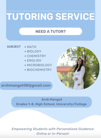 Private Tutoring: Math, Biology, Chemistry, English — Mission/Ab, View more