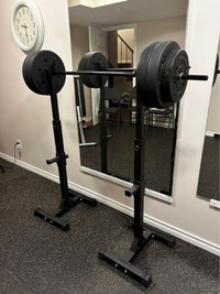 Squat rack and 50kg barbell set