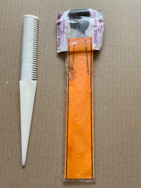 Self Hair cutting comb white plastic metal blade