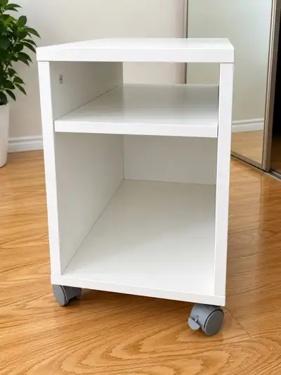 White Night Table / Under-Desk Storage Cabinet on Wheels, View more