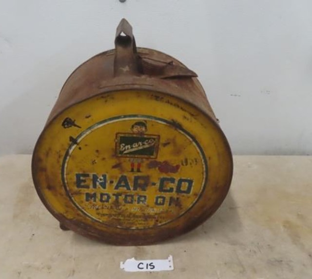 Enarco Motor Oil 5 Gallon Rocker Oil Can , Label on Both Sides Arts