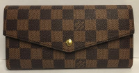 FOLDOVER, SNAP CLOSURE LV WALLET IN BROWN, CHECKERBOARD PATTERN