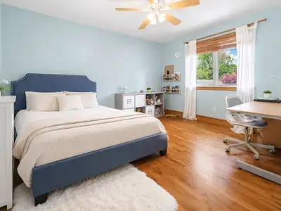 Full/Double Size Blue Upholstered Bed Frame, View more