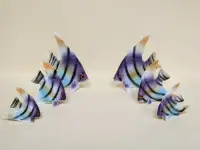 Vintage Sets of 3 Miniature Colourful Bone China Angel Fish