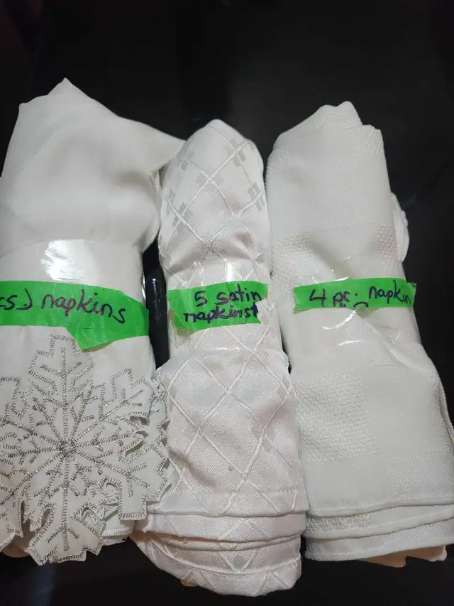 Napkins...cloth,satin  and snowflake 17 pieces