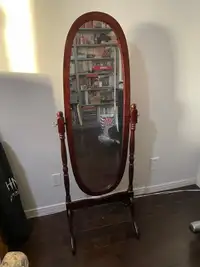 Wood standing mirror