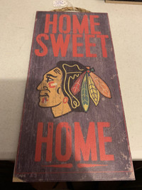 Home Sweet Home Blackhawks Wooden Man Cave Sign Booth 278