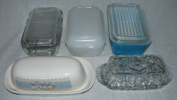 Vintage Butter Dish Milk Glass France Pyrex Anchor Hocking 5 Lot