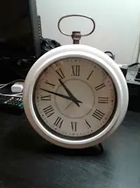 Vintage Rustic White Table Clock on Stand