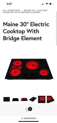 Brand New Vesta 30 inch Electric cooktop for sale.