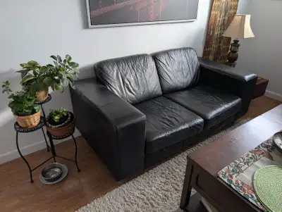 Black Leather Couch and Loveseat, View more