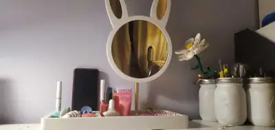 cute bunny vanity mirror and storage tray for kids, View more