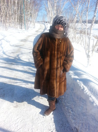 mink fur coat new long full pelts size 18