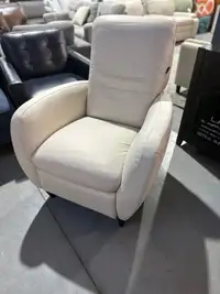 Cream Natuzzi leather pushback chair 