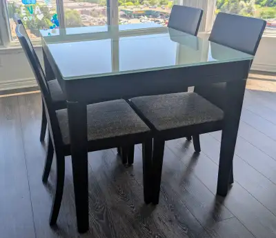 Modern Glass Wood Extendable Dining Table with 4 Chairs, View more