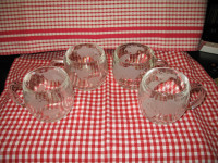 Vintage Nestle 4 Clear Glass Cups World Map