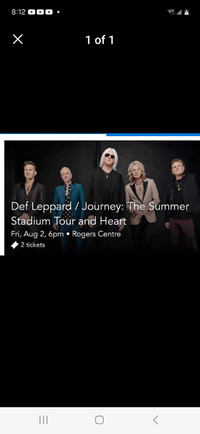 2 to  Def Leppard,  Heart and Journey for August 2nd in Toronto