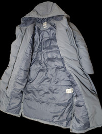 Women's winter parka long length with snap buttons and zipper