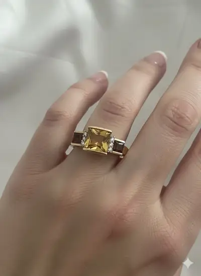 10 k citrine , garnets and diamonds ring, View more