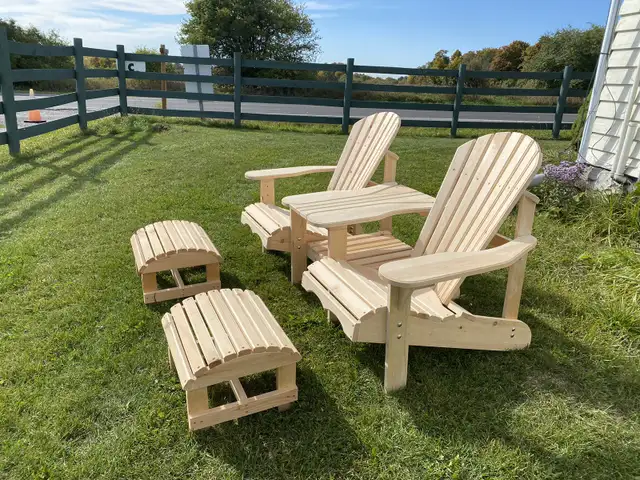 Double muskoka/adirondack garden chairs with table in Patio & Garden Furniture in Markham / York Region - Image 6