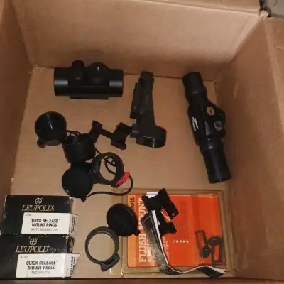 Pickup only. Cash only price is firm. 1 tasco propoint red dot (60$) Everything thing else ($30) 1 c...