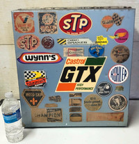 Vintage  old gasoline  metal cabinet  with very old decals 