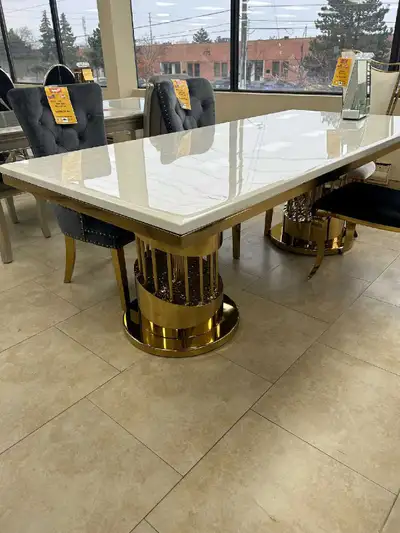 87" Real Marble Dinning Table With Golden Legs Cheap Price, View more