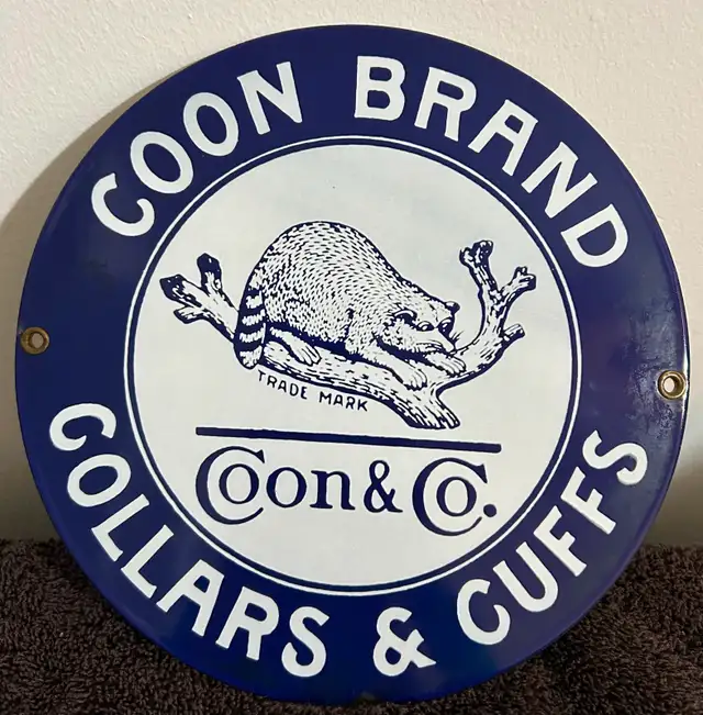 VINTAGE COON BRAND COLLARS & CUFFS PORCELAIN METAL SIGN | Arts ...