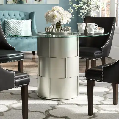 Modern Luxury Cliburn Glass Drum Dinning Table, View more