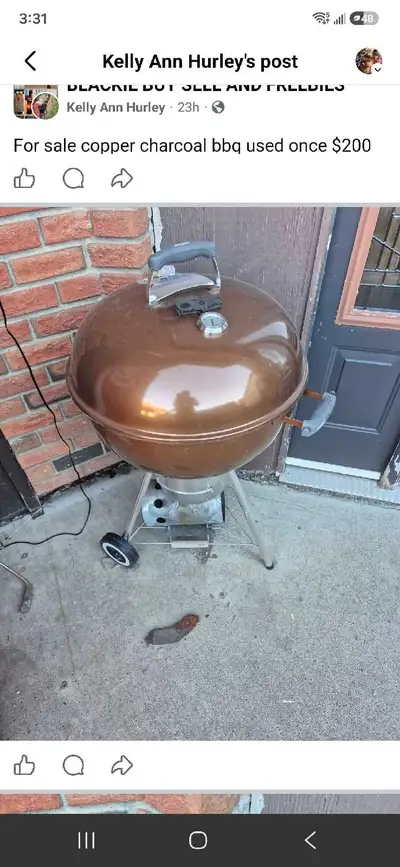 This stunning copper-coloured Weber kettle charcoal BBQ is in excellent condition, having been lovin...