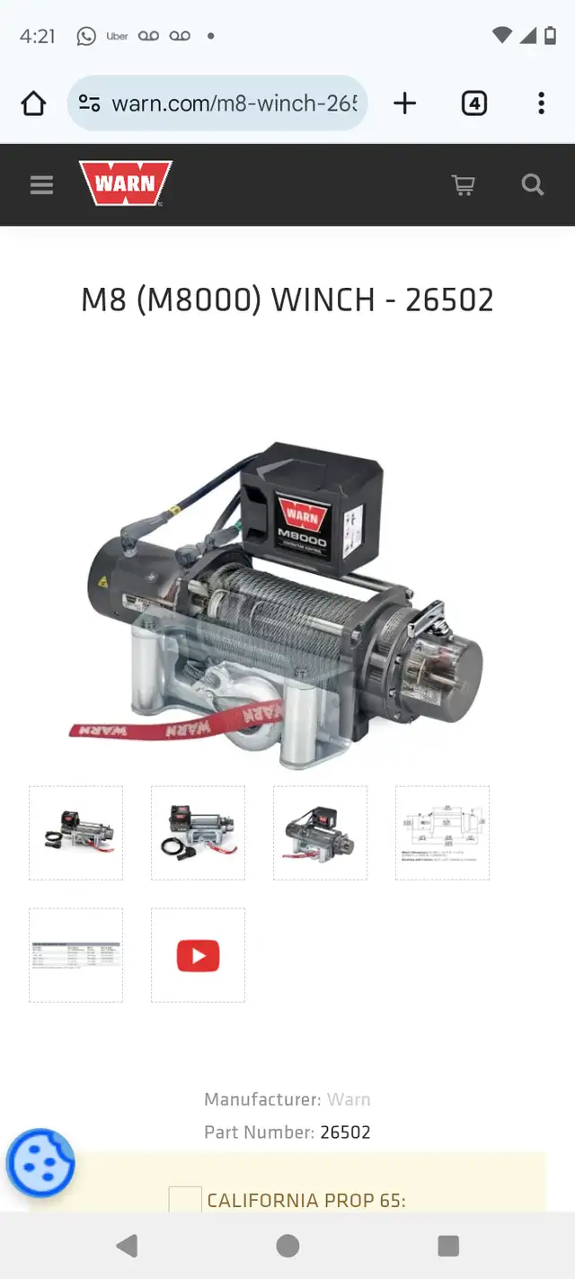Warn M8 (M8000) Winch - 26502 (BNIB) $600 retail $1500+ in Snowmobiles in City of Toronto - Image 7