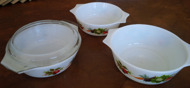 3 Vintage JAJ Pyrex Tuscany Market Garden Casserole Dishes in Arts & Collectibles in Stratford
