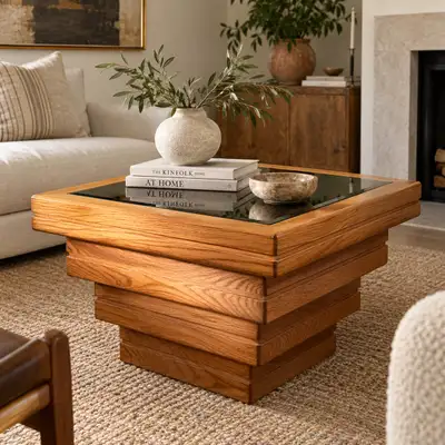 DELIVERY- Vintage MCM sculptural teak Coffee Table, View more