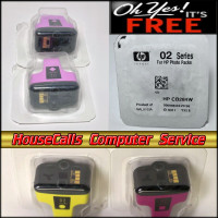 Yes it's Free! Five HP 02 ink cartridges. No purchase necessary!