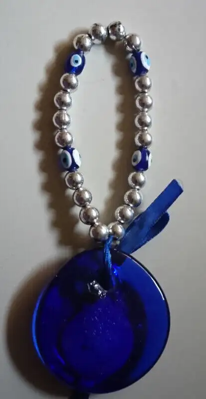 Vintage Cobalt Blue Glass Evil Eye Wall Hanger with Beads in Arts & Collectibles in Oshawa / Durham Region - Image 5