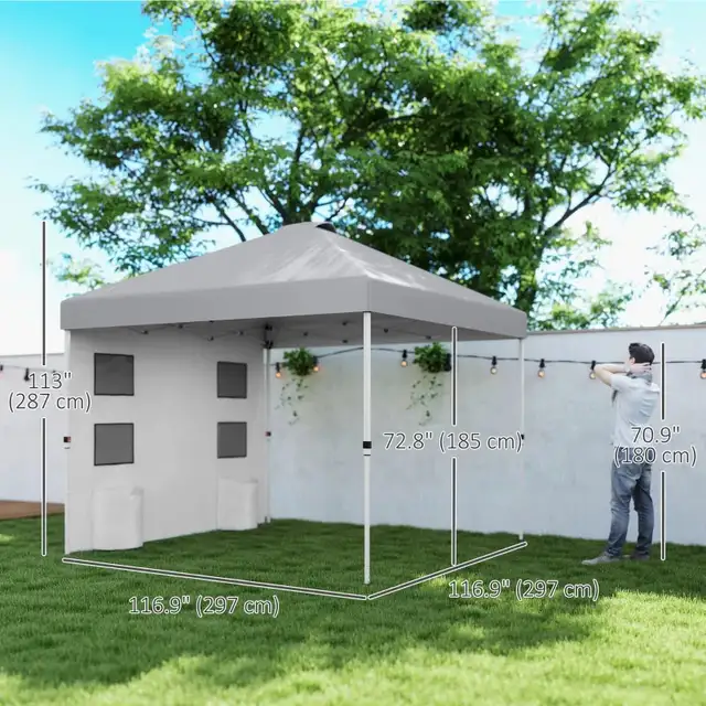 Outsunny 10' x 10' Pop Up Canopy Tent with Sidewall in Outdoor Décor in Markham / York Region - Image 3