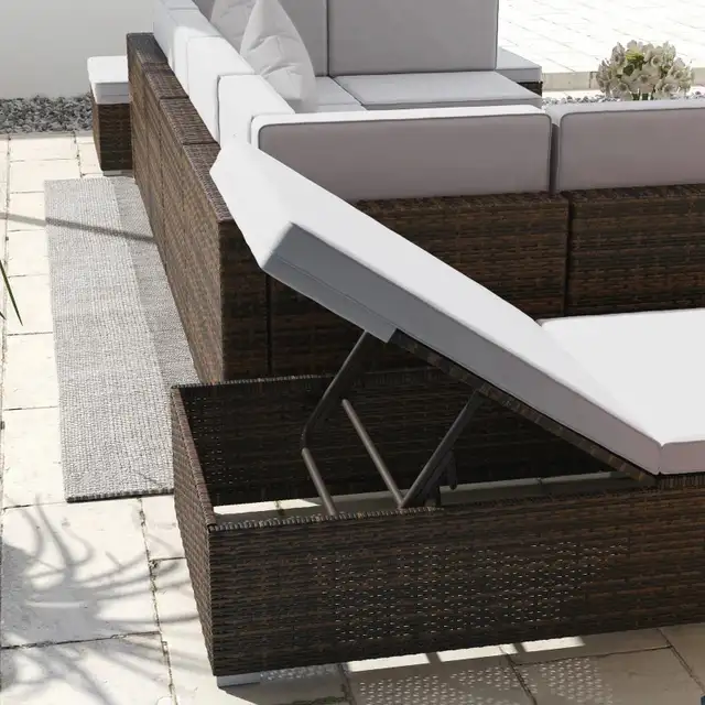 9 Pieces Wicker Patio Furniture Set with Cushion, Light Grey in Patio & Garden Furniture in Markham / York Region - Image 10