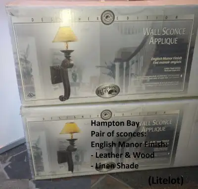 Light - Hampton Bay, Sconce, English Manor Finish: Leather, Wood, View more