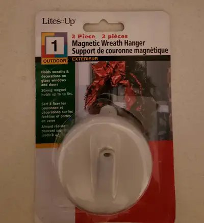 Lites Up 2.5" White Magnetic Christmas Wreath Hanger, View more