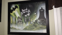 Batman Inspired Original Spray Painting with Frame - Mint Cond.