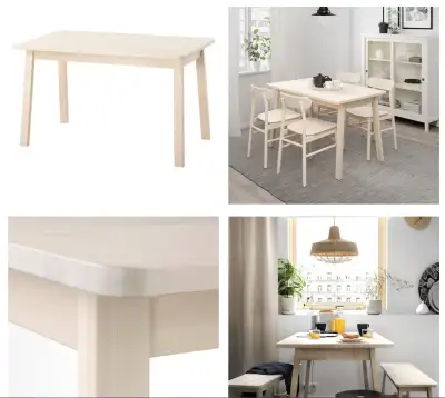 1. IKEA NORRAKER hard wood inch thick table with solid construction. Cost $249 and only sellings it...