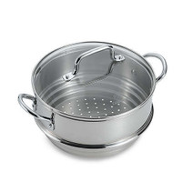 Stainless steel steamer insert with lid - fits several pot sizes