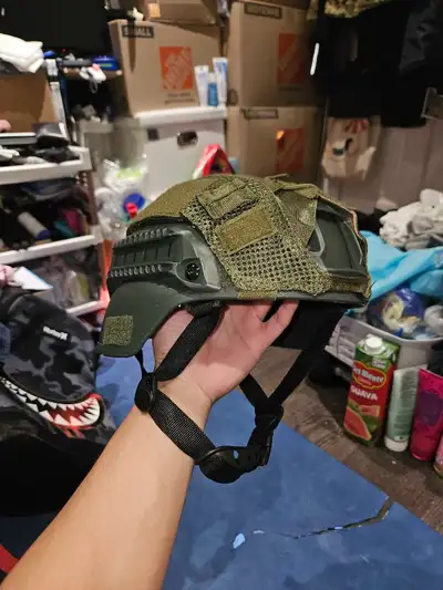 Tactical Helmet w/ helmet cover (camouflaged), View more