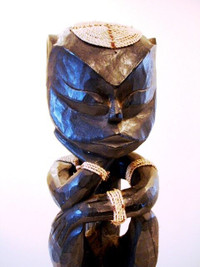 TRIBAL VERSION of The Thinker WOOD CARVED very large 21"H