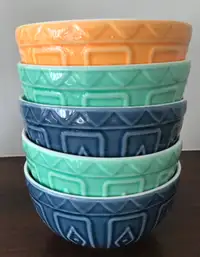 Five Piece Trudeau Multi-Colored Soup/Salad Porcelain Bowls