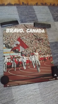 VINTAGE 1976 MONTREAL OLYMPICS GAMES PROMO POSTER/"BRAVO CANADA"