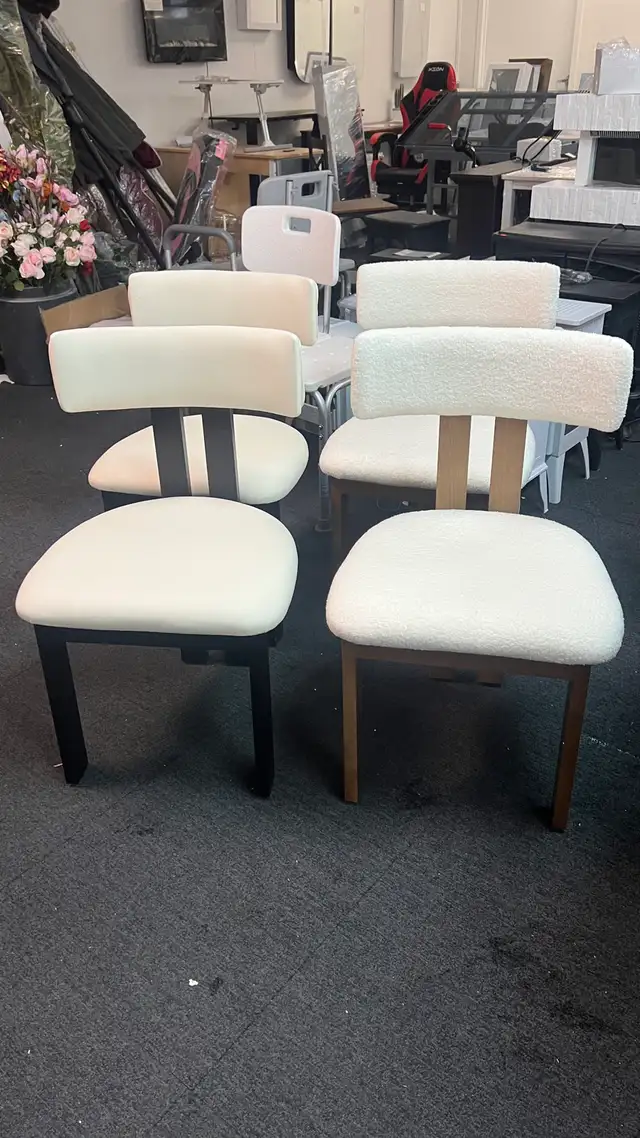 Modern Dining Chair, Curved Backrest Upholstered in Chairs & Recliners in Markham / York Region - Image 2