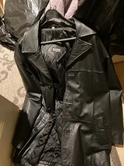 Designer WM 42 Mens Leather Jacket Large L Wind Coat Weather Man, View more