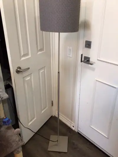 FLOOR LAMP , NICE AND SLENDER , BRUSHED NICKEL , almost 5 ft., View more
